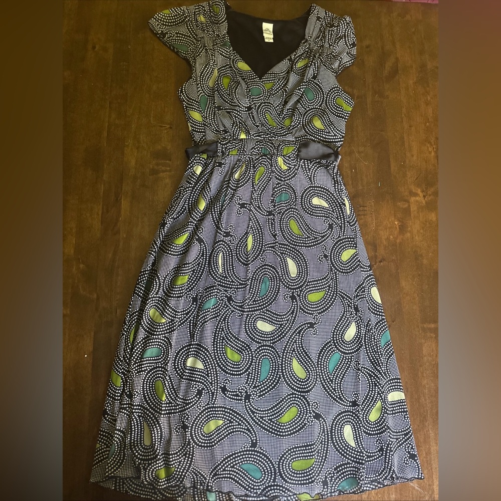 Sangria Dress Size 8 Y2K 00s Style Artsy Polka Dots Geometric Office Party Art‎